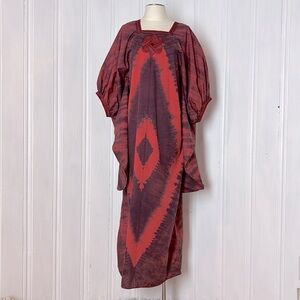 Red and Black Resort Wear Dress with Dolman Sleeves